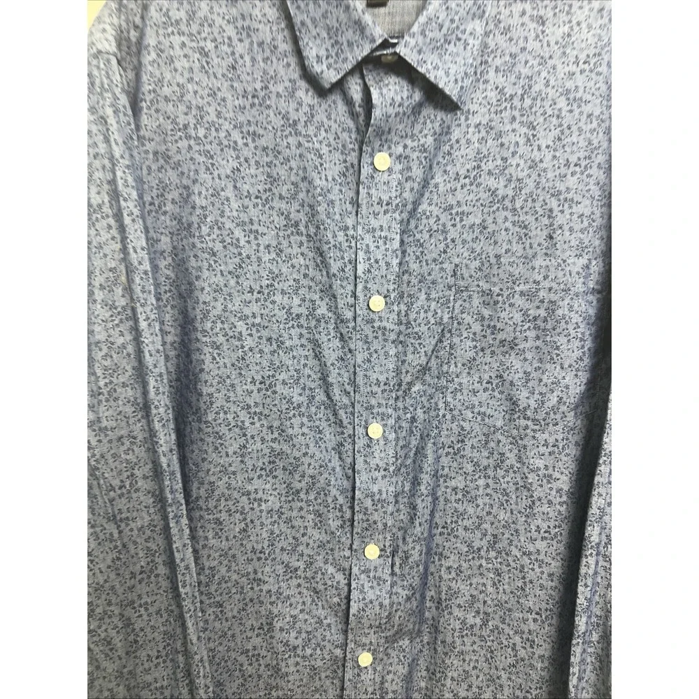 Banana Republic Men's Shirt Sz Large Soft Wash Tailored Slim Fit Blue Floral A38